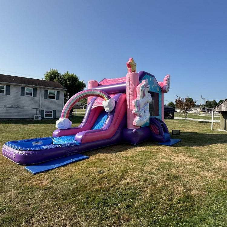 Unicorn Inflatable with Water Slide & Pool