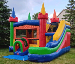 magic rainbow bounce house and slide combo party rental 1769635230 Rainbow Combo Bounce House